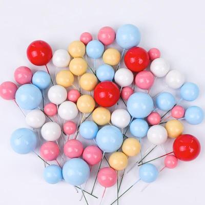 China Wholesale Gold Silver Ball Mixed Size Red White Purple Black Cake Decoration Plug-in 20 Pcs Scum Baking Tools Birthday Party Dessert for sale