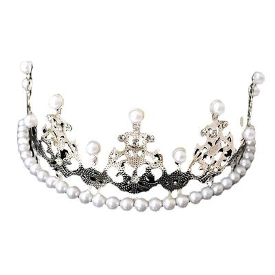 China Wholesale Customized Iron Valentine's Day Birthday Cake Crown Decoration Ornaments Children's Pearl Crown Headdress Party Supplies for sale