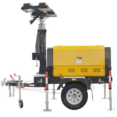 China 2 Wheel Diesel Powered Light Towers Portable Construction Lights Monitoring Systems Diesel Light Tower for sale