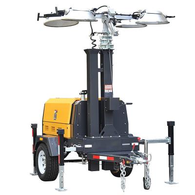 China LED Mobile Light Tower Industrial Hydraulic Lifting Diesel Generator Light Tower for sale
