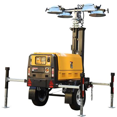 China Soundproof Diesel Generator Light Tower Collapsible Design Mobile Light Tower for sale