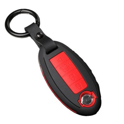 China Abs+silicon Custom 4 Buttons Key Cover Carbon Texture Silicone Case Cover Device For NISSAN for sale