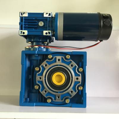 China High effciency 12V 24V 48V explosion proof DC motor 150W 230W 370W with double worm gearbox NMRV30-NMRV50 for sale