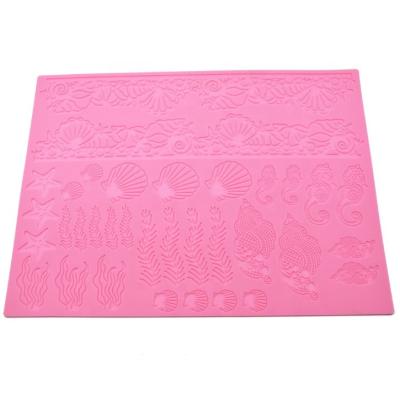 China Viable Fondant Cake Mold Conch Design Lace Silicone Mat for sale