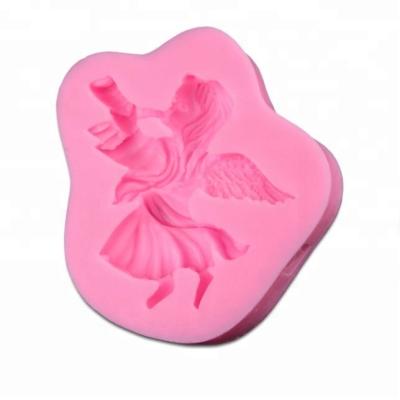 China Angel Girl Blowing Horn Cake viable decorating fondant silicone mold for sale