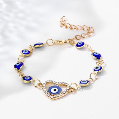 China CLASSIC Fashion Blue Eyes Bracelet For Women Evil Turkish Beads Elasticity Bracelet Handmade Jewelry Gift for sale