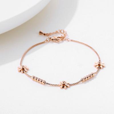 China CLASSIC Female Jewelry Stainless Steel Flower Rose Gold Plated Daisy Fashion Accessories Bracelet For Women for sale