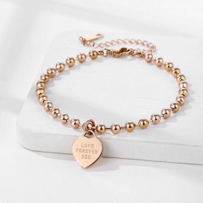 China CLASSIC Foreve 520 Love Bracelet Wholesale Pendant Jewelry Rose Gold Plated Beads Chain Adjustable Bracelet for sale