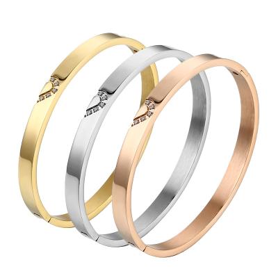 China Black Heart Forever CZ Of Kaiweini Rose Gold Stainless Steel Couple Bracelets & Bangles CLASSIC Hot Sale Jewelry for sale