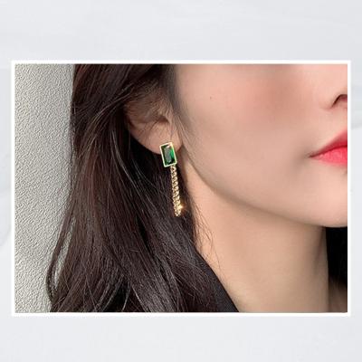 China Factory Direct Selling Hiphop Brass Stone Small Clay Clip Stud For Woman Earing Tassel Earring for sale