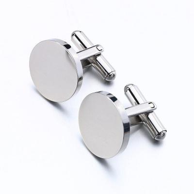 China Stainless Steel Fashion Personalized Jewelry Cufflinks Mens Silver Gold Circular Stainless Steel Custom Cufflinks for sale