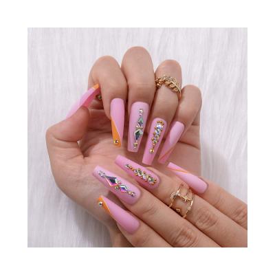 China Salon Effect Hand Portable Nail Art Stickers Removable Finished Wearable Long Nails for sale