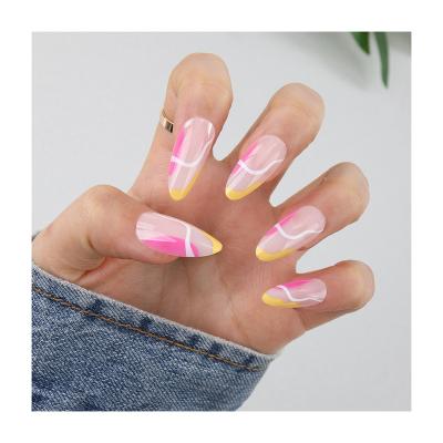 China Salon Effect Private Label Fashion Cowhide Wholesale Detachable Artificial French Nails Long for sale