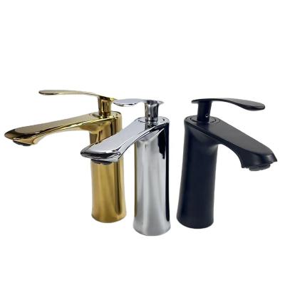 China New Single-Handle Bathroom Basin Faucet Zinc Alloy Metered Gold And Black Basin Faucet for sale