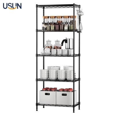 China USUN Boltless Sustainable Design Light Duty 5 Layer Metal Storage Rack Shelves For Kitchen for sale