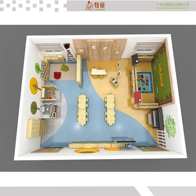 China Wooden Child Care Center Furniture Unique Wooden Design For Preschool Kindergarten for sale