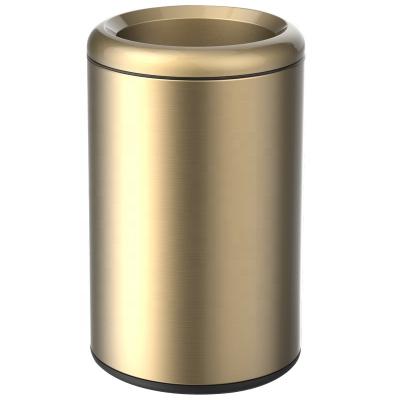 China RTS 12L Trash Can Stainless Steel Hotel Theater Rubbish Bin Litter Bin Metal Indoor Round Open Top Metal Viable Trash Cans for sale