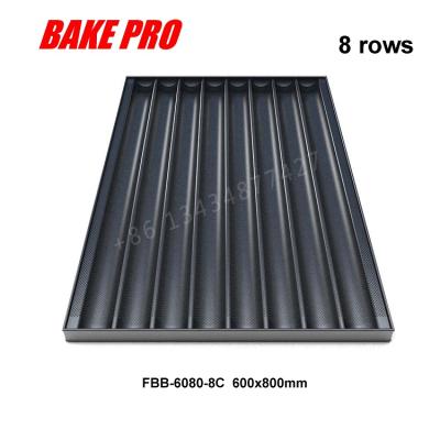 China Viable BAKE FBB-6080-8C Factory Direct Sales Non-Stick Aluminum 600x800mm Baguette Pan French Stick Baking Tray for sale