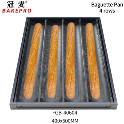 China Viable Bake Pro FGB-40604 Aluminum Baguette Tray Mold In Bakery Tools Non-stick Coating Bakeware for sale