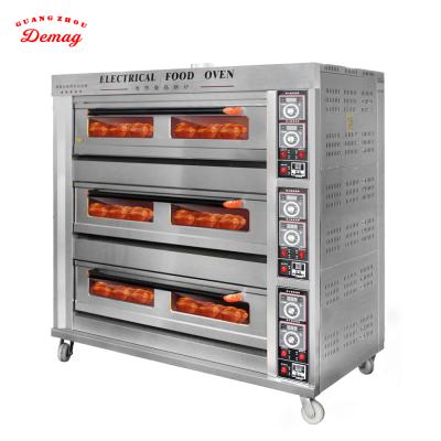 China Bakery Equipment Commercial Digital Temperature Controller RQCL-39 3 Decks 9 Trays Pizza Oven Gas for sale