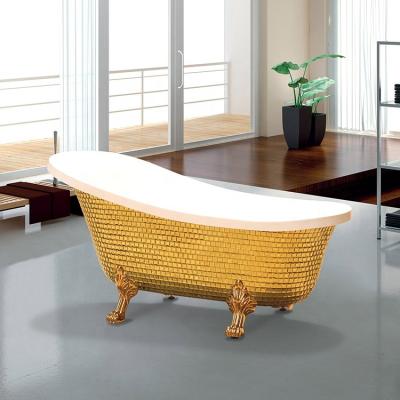 China Modern Gold Color Free Standing Claw Foot Chinese Clear Jetted Bathtub 1600 for sale