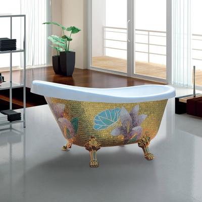 China Clear Glass Mosaic Claw Foot Modern Bathtub 4 Foot Tub for sale