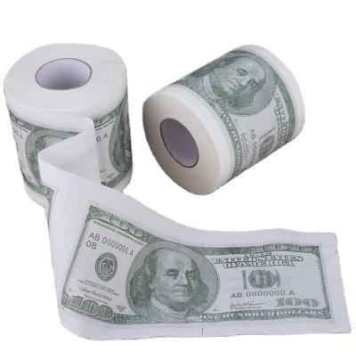 China Household Daily Money Toilet Paper Roll US Dollar 100 Bill Toilet Paper Novelty Money Printed Toilet Paper for sale