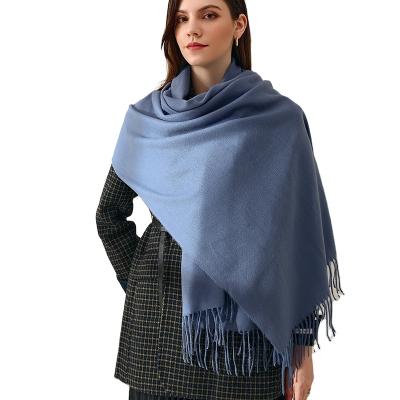 China Winter Wholesale Simple Blanket Clothing Decoration Autumn Pashmina Cashmere Feel Tassel Wrap Soft Shawl Scarves for sale