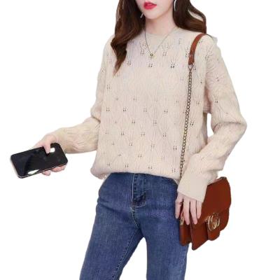 China Wholesale Autumn Winter Women Anti-Wrinkle Solid Crew Neck Long Sleeve Knitted Pullover Sweater For Ladies for sale