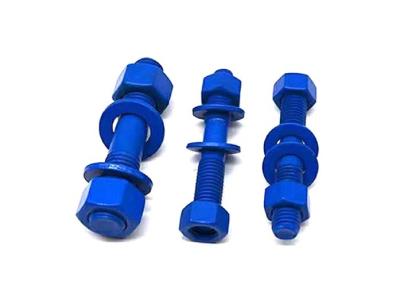 China ASME B18.2.1/ASME B18.2.2 Fluocarbon Coated Stud Bolt with 2 Heavy Hex Nut and Plain Round Washer2.1/ for sale