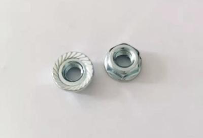 China Galvanized Carbon Steel Hex Serrated Flange Nuts 4.8 Grade DIN6923 for sale