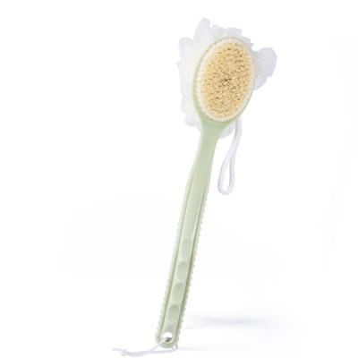 China All Natural Shower Body Brush with Bristle and Loofah, Back Bath Scrubber Mesh Sponge with Long Curved Handle for Skin Exfoliating Bath, MAS for sale