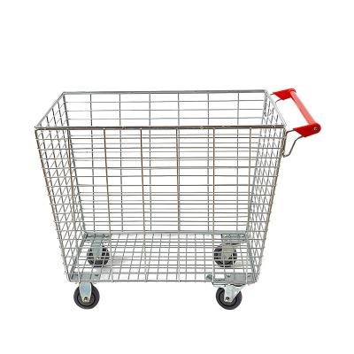 China Trolley Warehouse cage picking with handle cart metal grid cart for sale