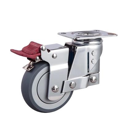 China Flat Free TPR Heavy Duty Trolley Caster Wheels Locking Chair High Quality Industrial Casters With Brake for sale