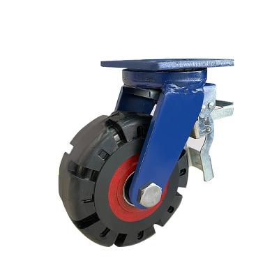 China Flat Free High Temperature Resistant Industrial Rubber Caster Wheels Extra Heavy Duty Casters for sale