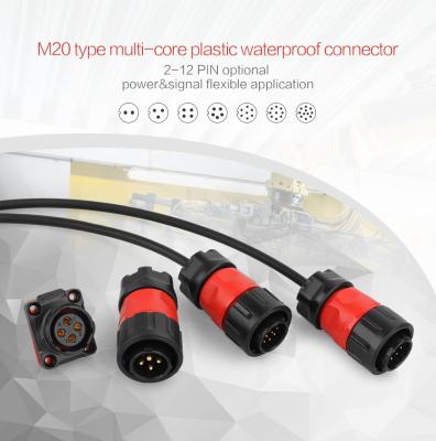 China Light Weight M20 2/3/4/5/7/9/12Pins Soldering Cable Male Female Panel Mount Connector for sale