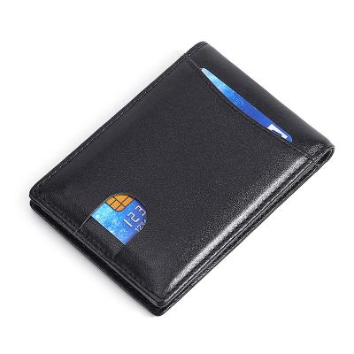 China RFID China Supplier Men's Card Holder Minimalist Genuine Leather Bifold Leather Wallet for sale