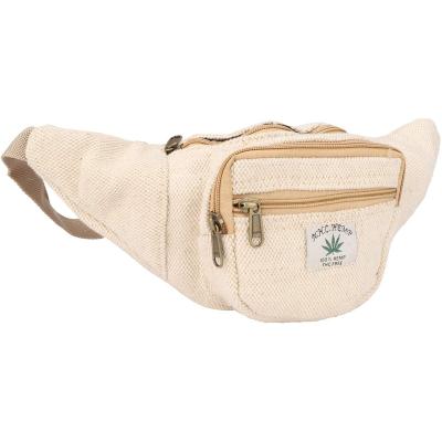 China Lightweight Natural Hemp Fanny Pack Comfortable Hip Waist Bag With Adjustable Belt Gift Money Bum Bags for sale