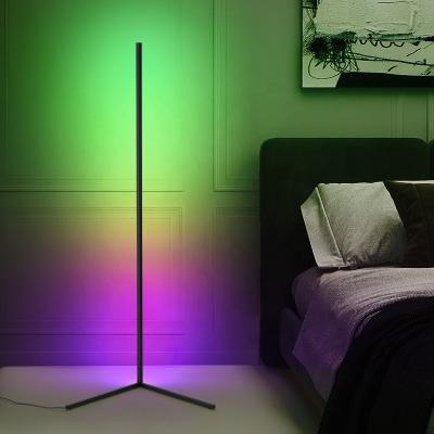 China 140cm Modern Decorative Movable APP Control Light RGB Tripod Corner Modern Led Floor Lamp For Bedroom for sale