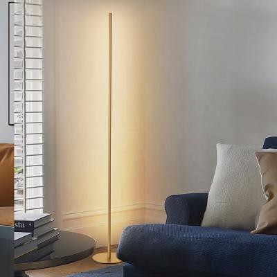 China Modern Simple Design Aluminum Strip Floor Light Warm Light Minimalist Nordic Style Stand Bedroom Led Floor Lamps for sale