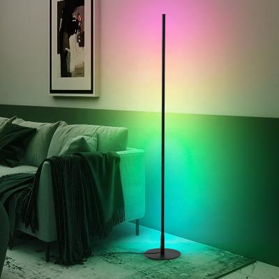 China Modern Smart Modern Home Decor Corner Floor Standing Standard Lighting Light Led RGB Floor Lamps With Remote Control for sale