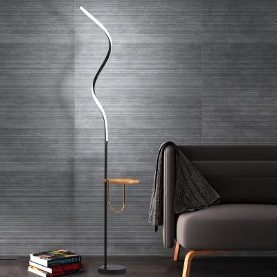 China Modern Modern Bedroom Graphite Single Floor Light Black Minimal Corner Standing LED Floor Lamp for sale