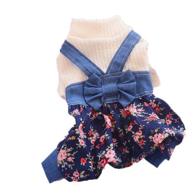 China Fashion Clothing Dog Viable Quadruped Designer Pet Clothes Summer Slim Pet Clothes Spring Summer Denim One-Piece Bibs Dog Pet C Small for sale