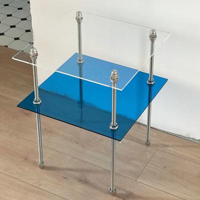 China DIY Foldable Minimalism Klein Living Room Bedroom Side Table Acrylic Blue Bedside Table for sale