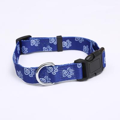 China Sustainable Pet Collar Polyester Fiber Embroidered Cloth Dog Collar Heat Transfer Dog Charm Collar for sale