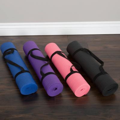 China Easy Yoga Drop Shipping Eco Friendly Custom Black PVC Cotton Strip Nbr Non-slip Cheap Yoga Mats for sale