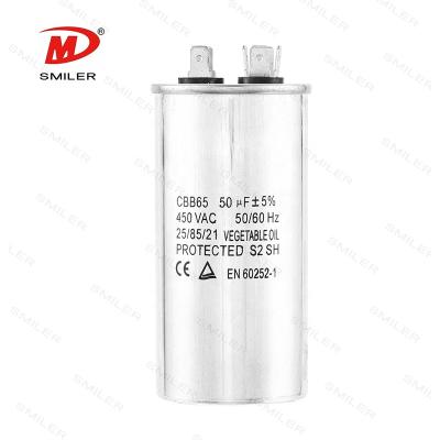 China air conditioner Smiler cbb65 capacitor 45uf 25/70/21 capacitor china shipping and handling capacitor 450vac 45mfd 450volt cbb65 for sale