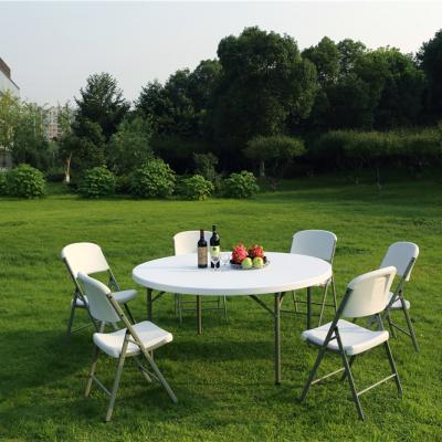 China Easy Carrying 4FT 5FT 6FT Round Dining HDPE Plastic Bent Round Party Event Table Outdoor Folding for sale