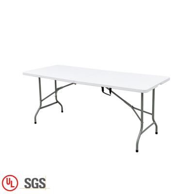 China Foldable Portable Plastic Computer Desk Factory Price Rectangle HDPE Outdoor Folding Table 6ft for sale