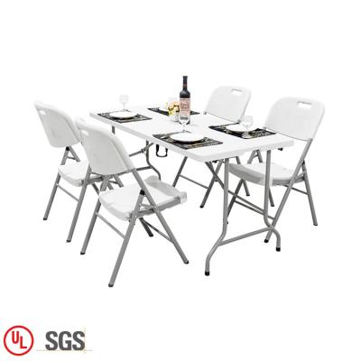 China New Cheap Portable Cheap Price Camping Foldable Dining Plastic Folding Tables And Chairs For Events for sale